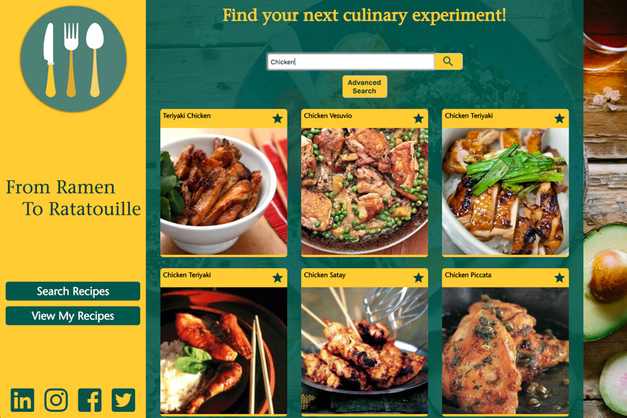 Thumbnail of recipe finder website